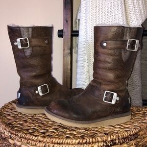 Women’s Ugg Moto Style Boots (Size 6)- Dark Brown